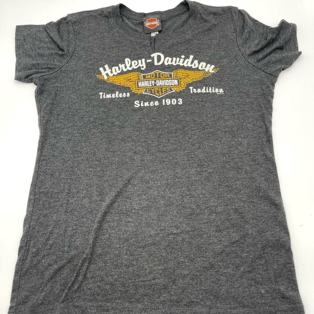 HARLEY DAVIDSON women's short sleeve t-shirt front & back print size XL charcoal